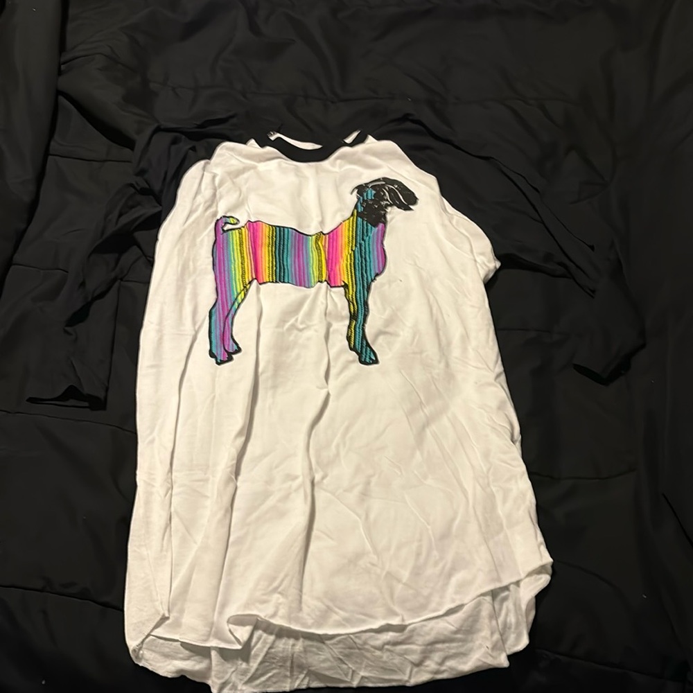 Crazy train serape goat baseball tee shirt